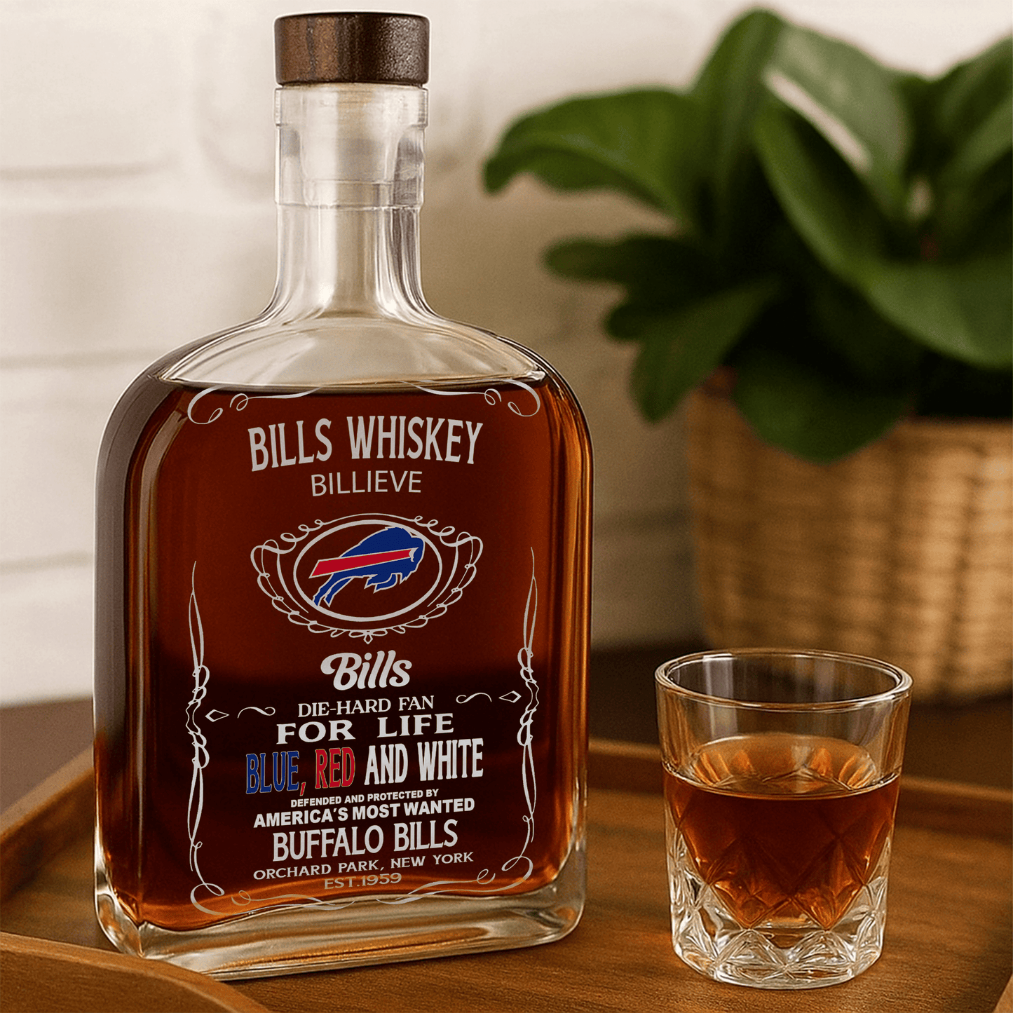 LIMITED EDITION - NEW CUSTOMIZED NFL03 BFB BUFFALO BILLS LUXURY WHISKEY BOTTLE 450ML