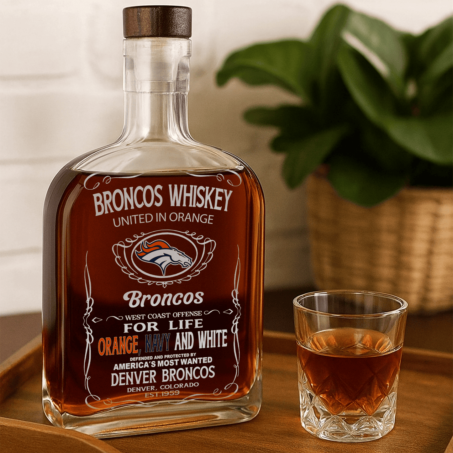 LIMITED EDITION - NEW CUSTOMIZED NFL13 DVB DENVER BRONCOS LUXURY WHISKEY BOTTLE 450ML