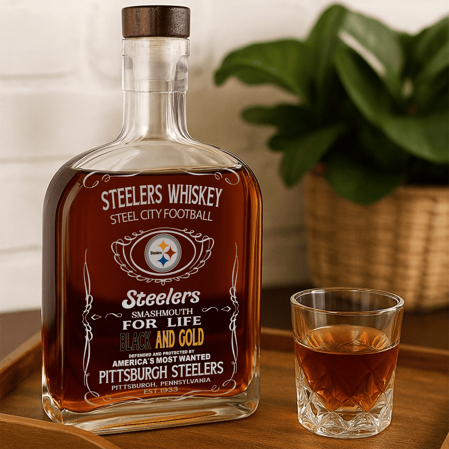 LIMITED EDITION - NEW CUSTOMIZED NFL14 PSB PITTSBURGH STEELERS LUXURY WHISKEY BOTTLE 450ML
