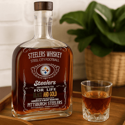 LIMITED EDITION - NEW CUSTOMIZED NFL14 PSB PITTSBURGH STEELERS LUXURY WHISKEY BOTTLE 450ML