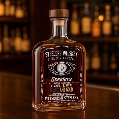 LIMITED EDITION - NEW CUSTOMIZED NFL14 PSB PITTSBURGH STEELERS LUXURY WHISKEY BOTTLE 450ML
