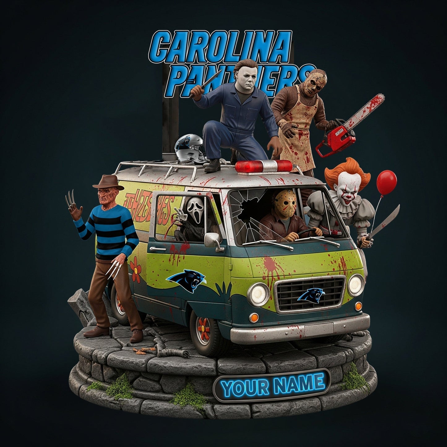 LIMITED EDITION - NEW CUSTOMIZED NFL23 CLP CAROLINA PANTHERS HORROR MOVIE ACRYLIC PLAQUE