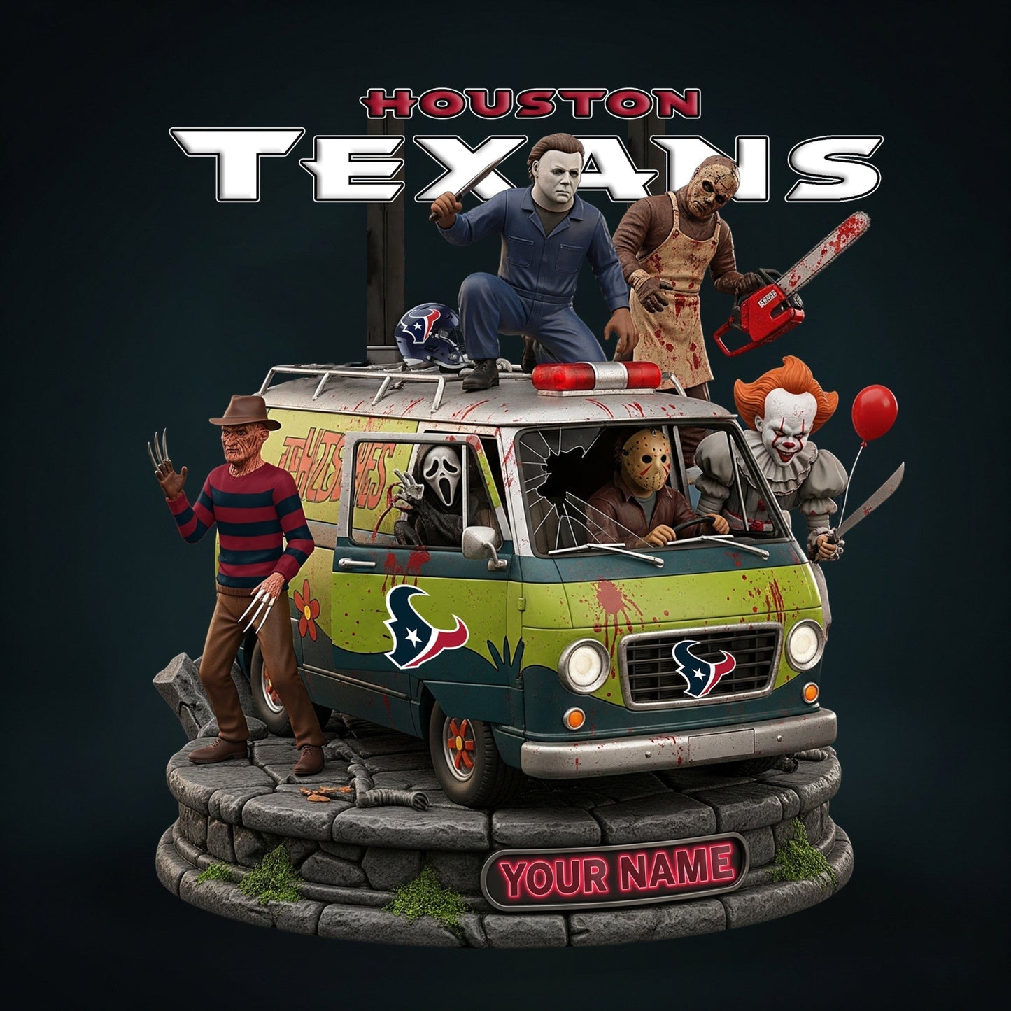 LIMITED EDITION - NEW CUSTOMIZED NFL15 HTT HOUSTON TEXANS HORROR MOVIE ACRYLIC PLAQUE