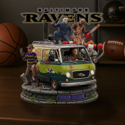 LIMITED EDITION - NEW CUSTOMIZED NFL28 BTR BALTIMORE RAVENS HORROR MOVIE ACRYLIC PLAQUE