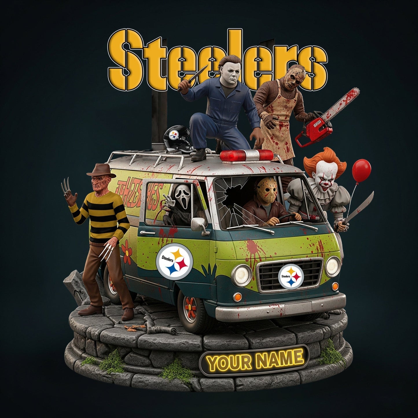 LIMITED EDITION - NEW CUSTOMIZED NFL14 PSB PITTSBURGH STEELERS HORROR MOVIE ACRYLIC PLAQUE