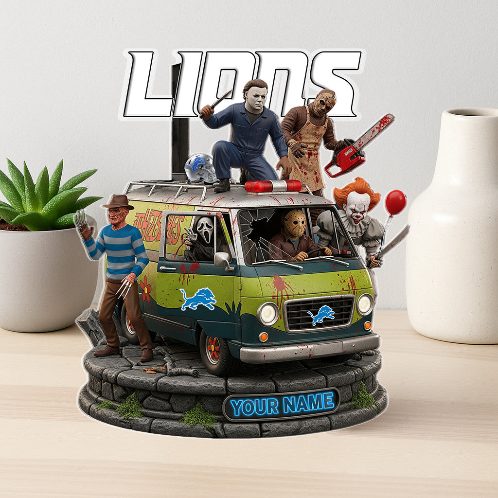 LIMITED EDITION - NEW CUSTOMIZED NFL04 DTL DETROIT LIONS HORROR MOVIE ACRYLIC PLAQUE