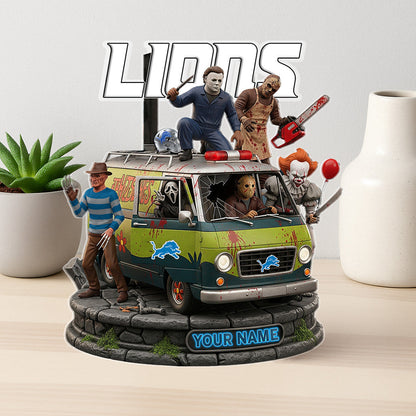 LIMITED EDITION - NEW CUSTOMIZED NFL04 DTL DETROIT LIONS HORROR MOVIE ACRYLIC PLAQUE
