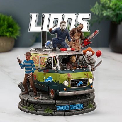 LIMITED EDITION - NEW CUSTOMIZED NFL04 DTL DETROIT LIONS HORROR MOVIE ACRYLIC PLAQUE