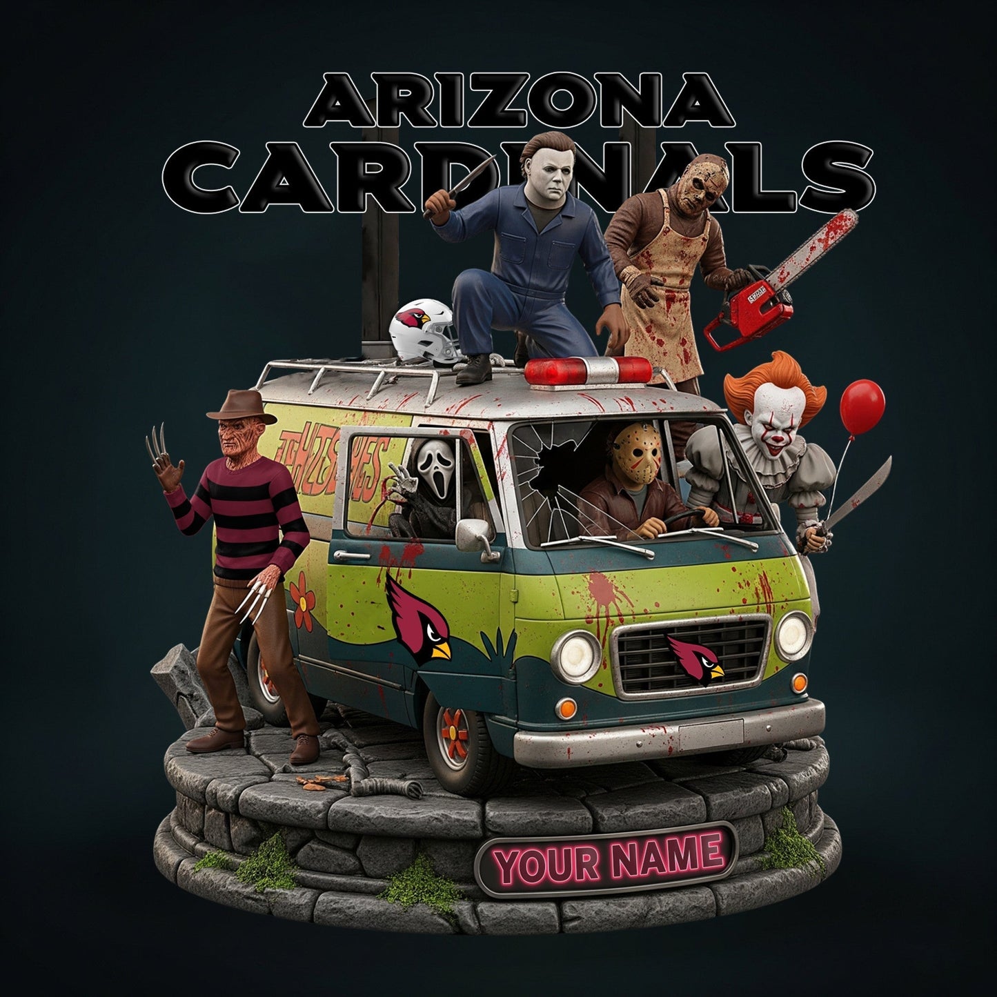 LIMITED EDITION - NEW CUSTOMIZED NFL20 ARC ARIZONA CARDINALS HORROR MOVIE ACRYLIC PLAQUE