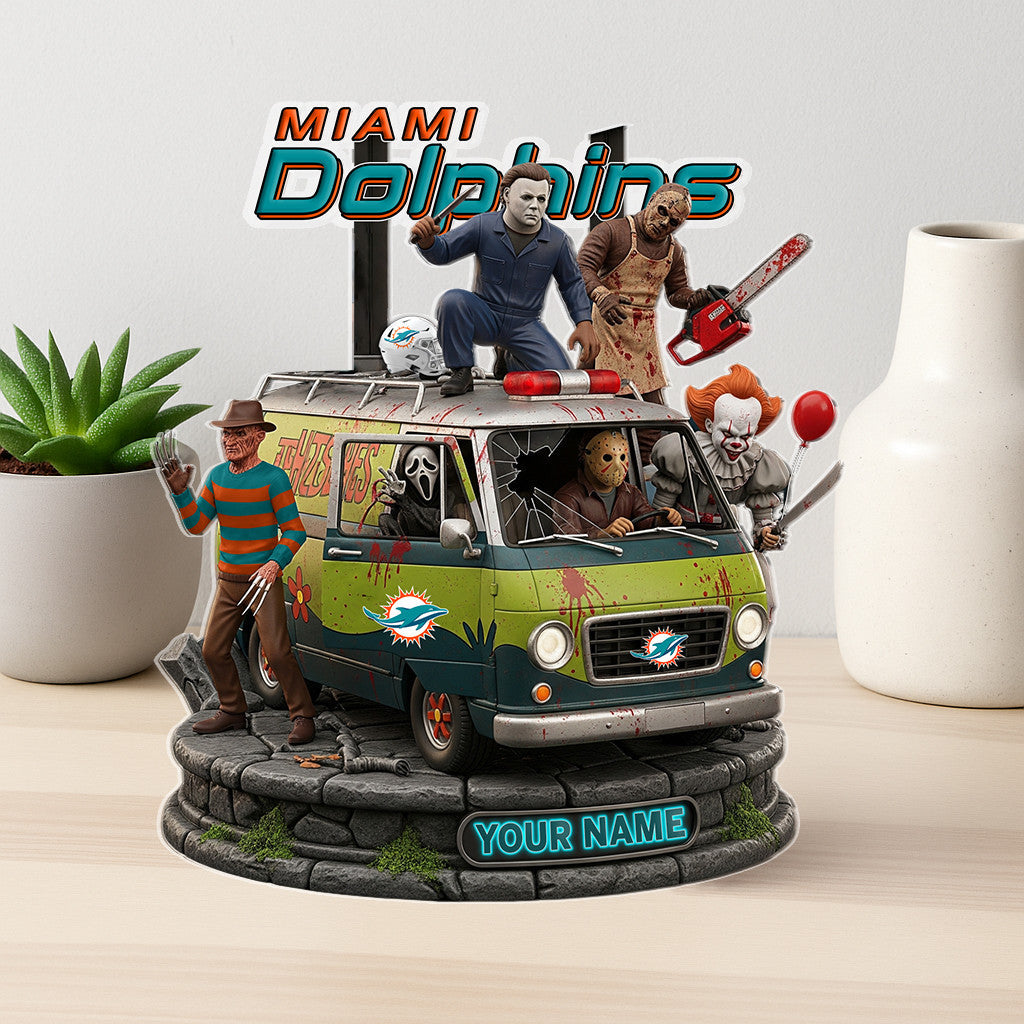 LIMITED EDITION - NEW CUSTOMIZED NFL19 MDP MIAMI DOLPHINS HORROR MOVIE ACRYLIC PLAQUE