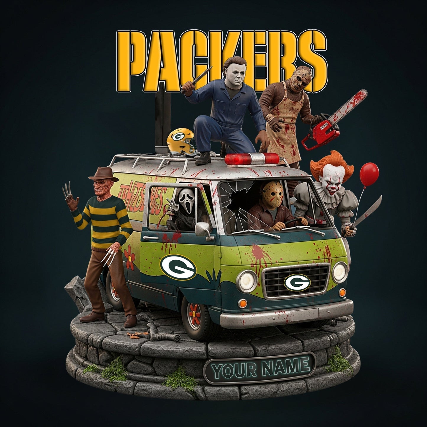 LIMITED EDITION - NEW CUSTOMIZED NFL08 GBP GREEN BAY PACKERS HORROR MOVIE ACRYLIC PLAQUE