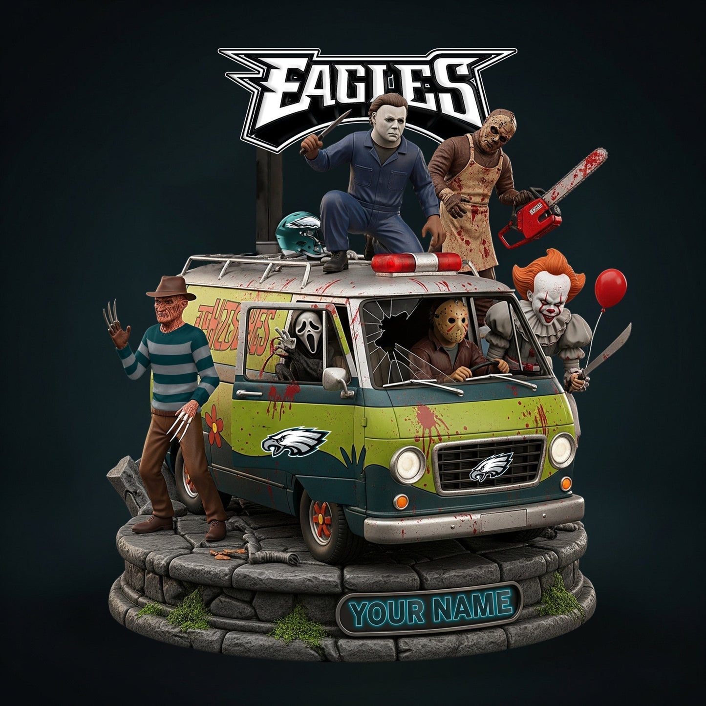 LIMITED EDITION - NEW CUSTOMIZED NFL02 PPE PHILADELPHIA EAGLES HORROR MOVIE ACRYLIC PLAQUE