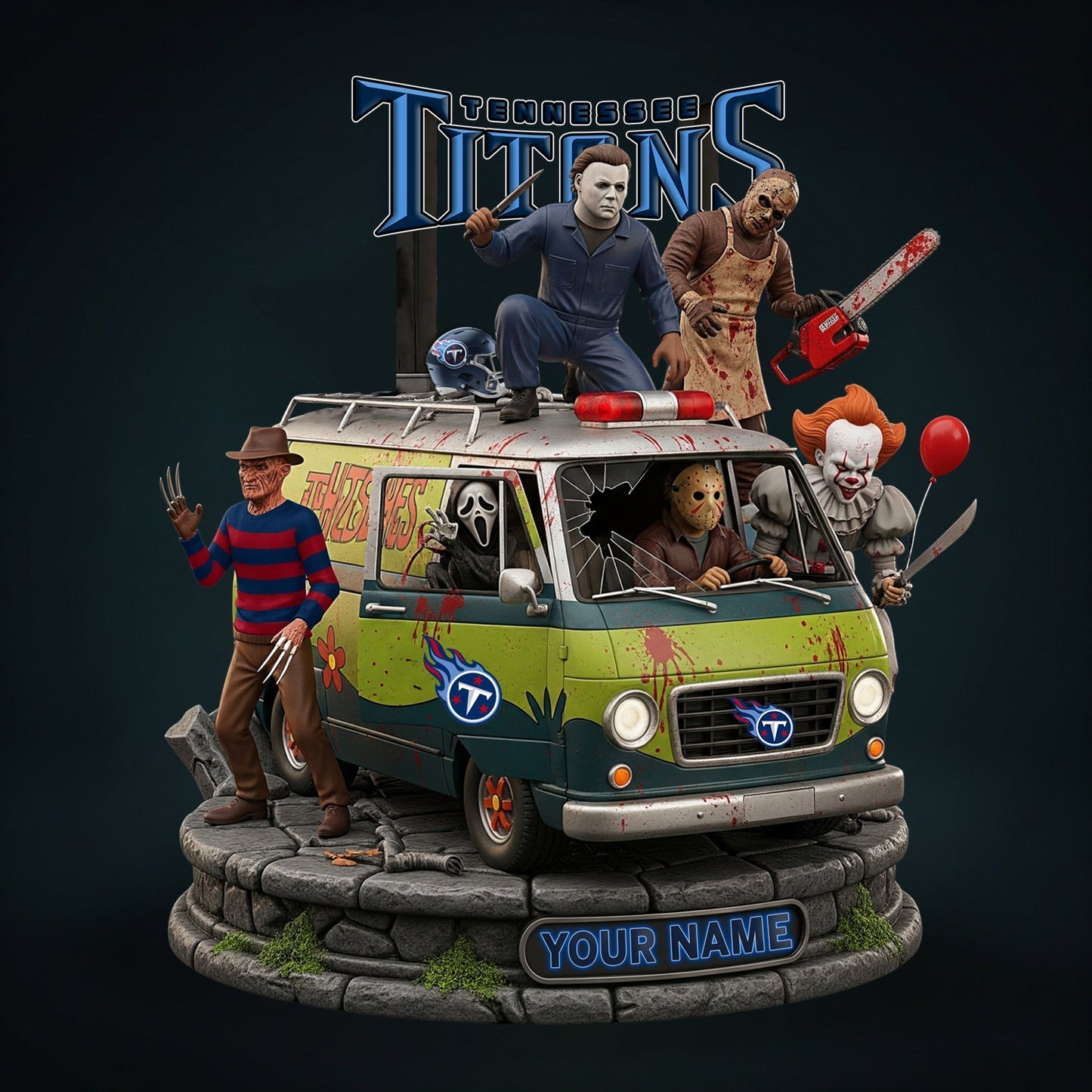 LIMITED EDITION - NEW CUSTOMIZED NFL31 TST TENNESSEE TITANS HORROR MOVIE ACRYLIC PLAQUE