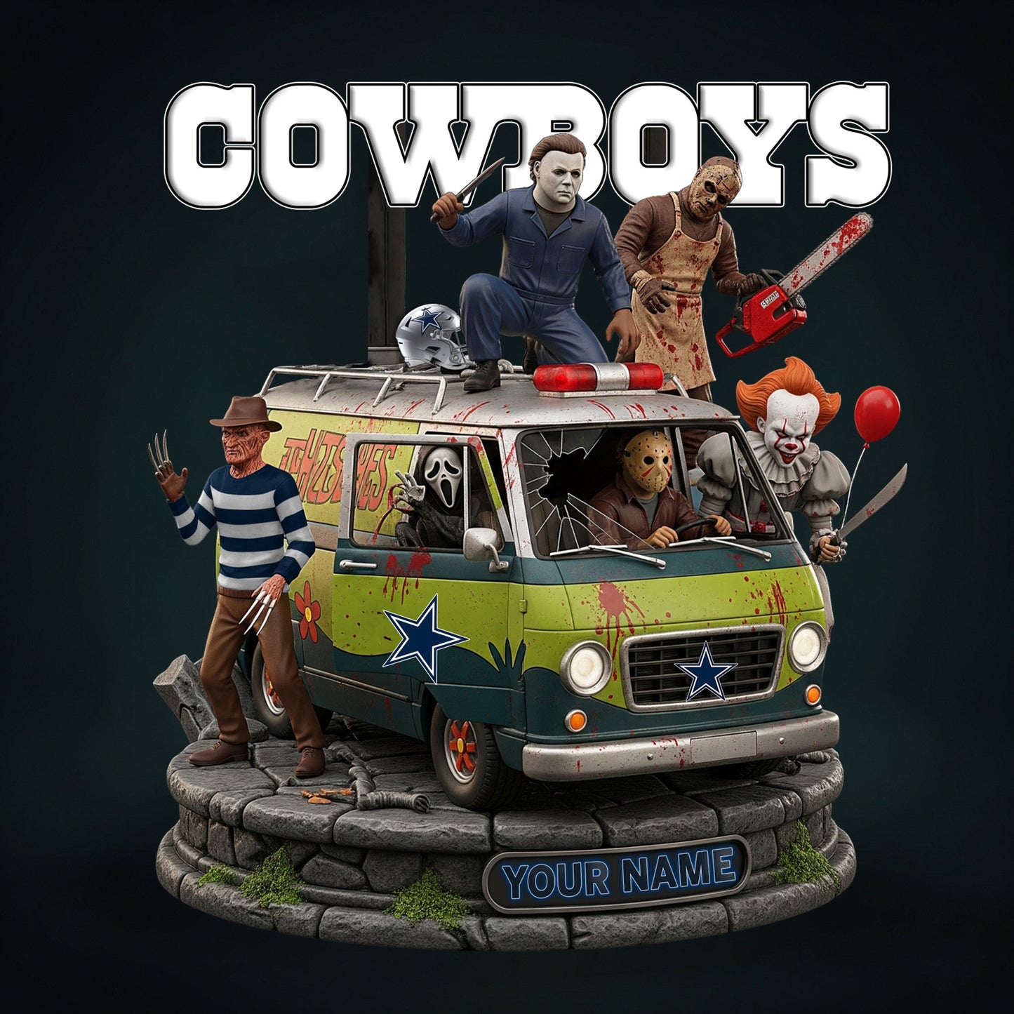 LIMITED EDITION - NEW CUSTOMIZED NFL21 DCB DALLAS COWBOYS HORROR MOVIE ACRYLIC PLAQUE