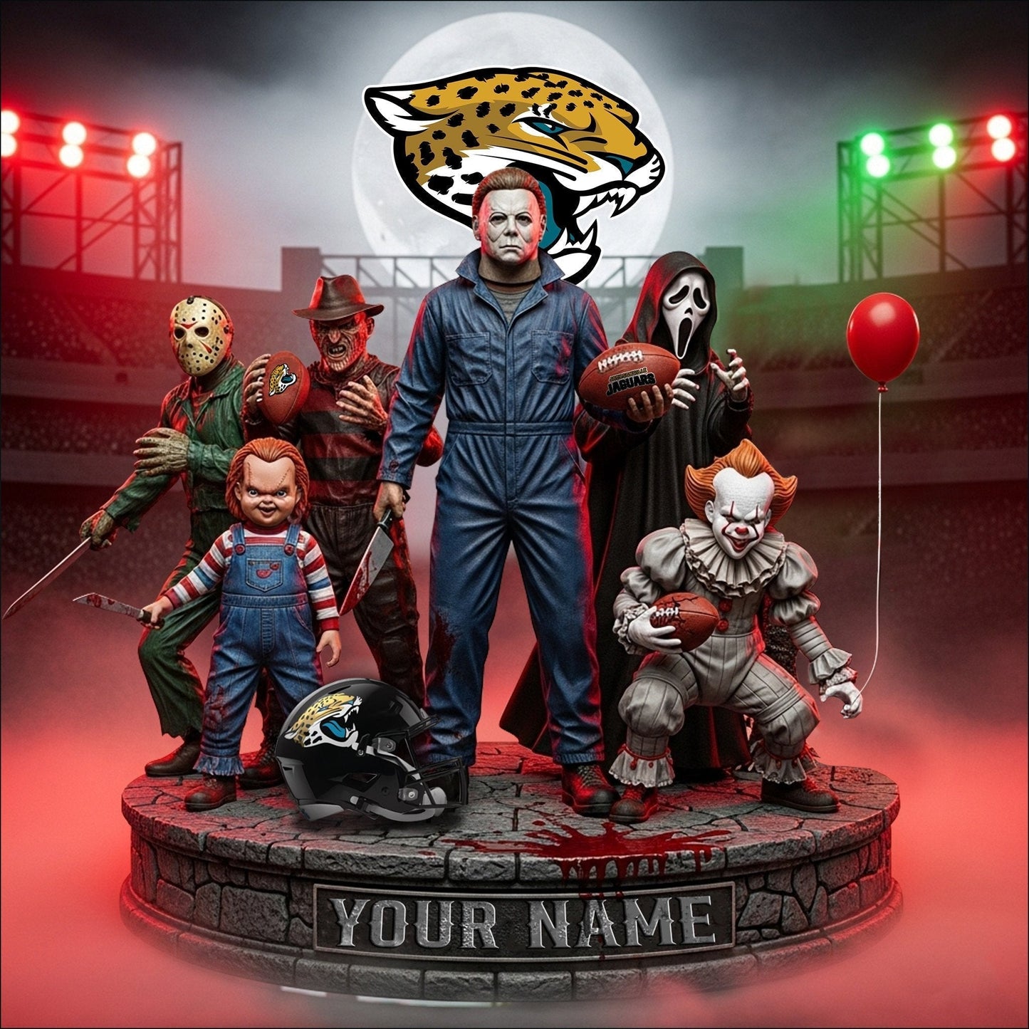 LIMITED EDITION - NEW CUSTOMIZED NFL30 JSJ JACKSONVILLE JAGUARS HORROR MOVIE ACRYLIC PLAQUE
