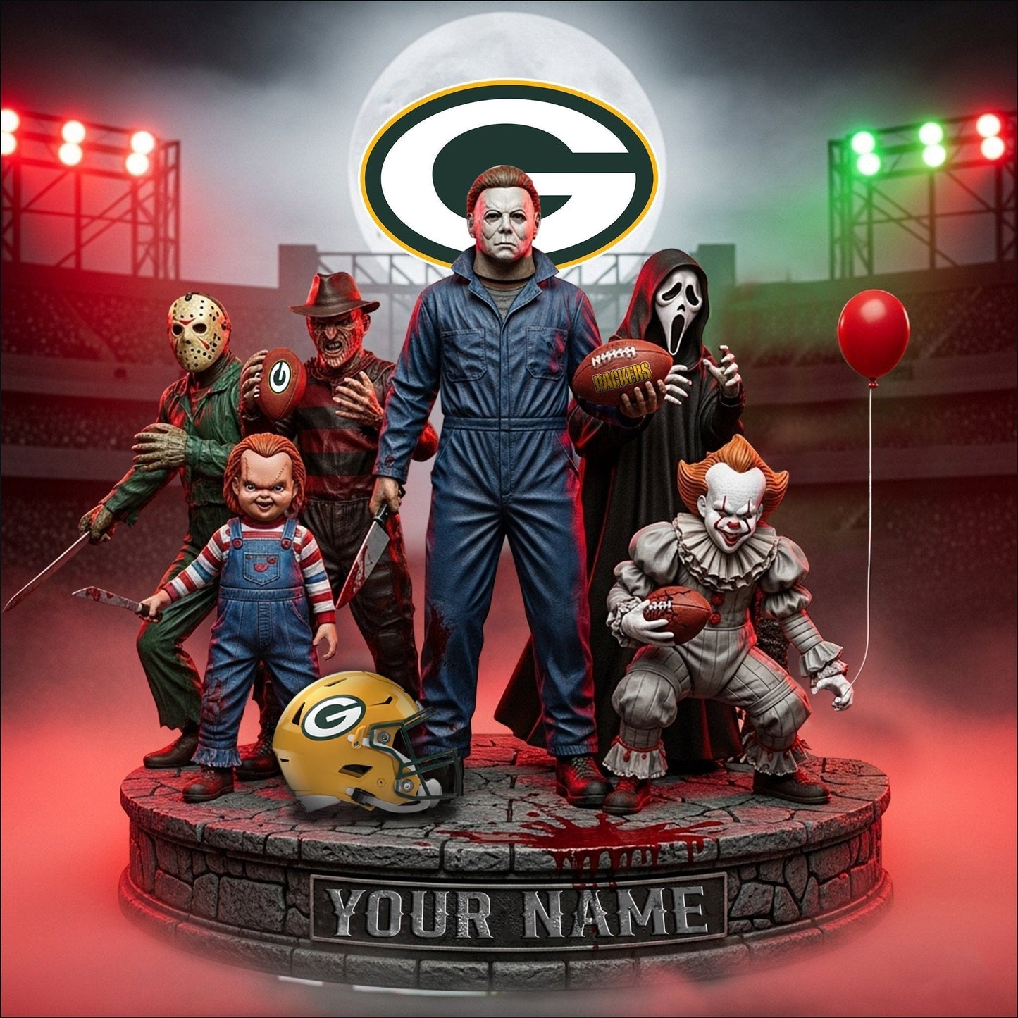 LIMITED EDITION - NEW CUSTOMIZED NFL08 GBP GREEN BAY PACKERS HORROR MOVIE ACRYLIC PLAQUE