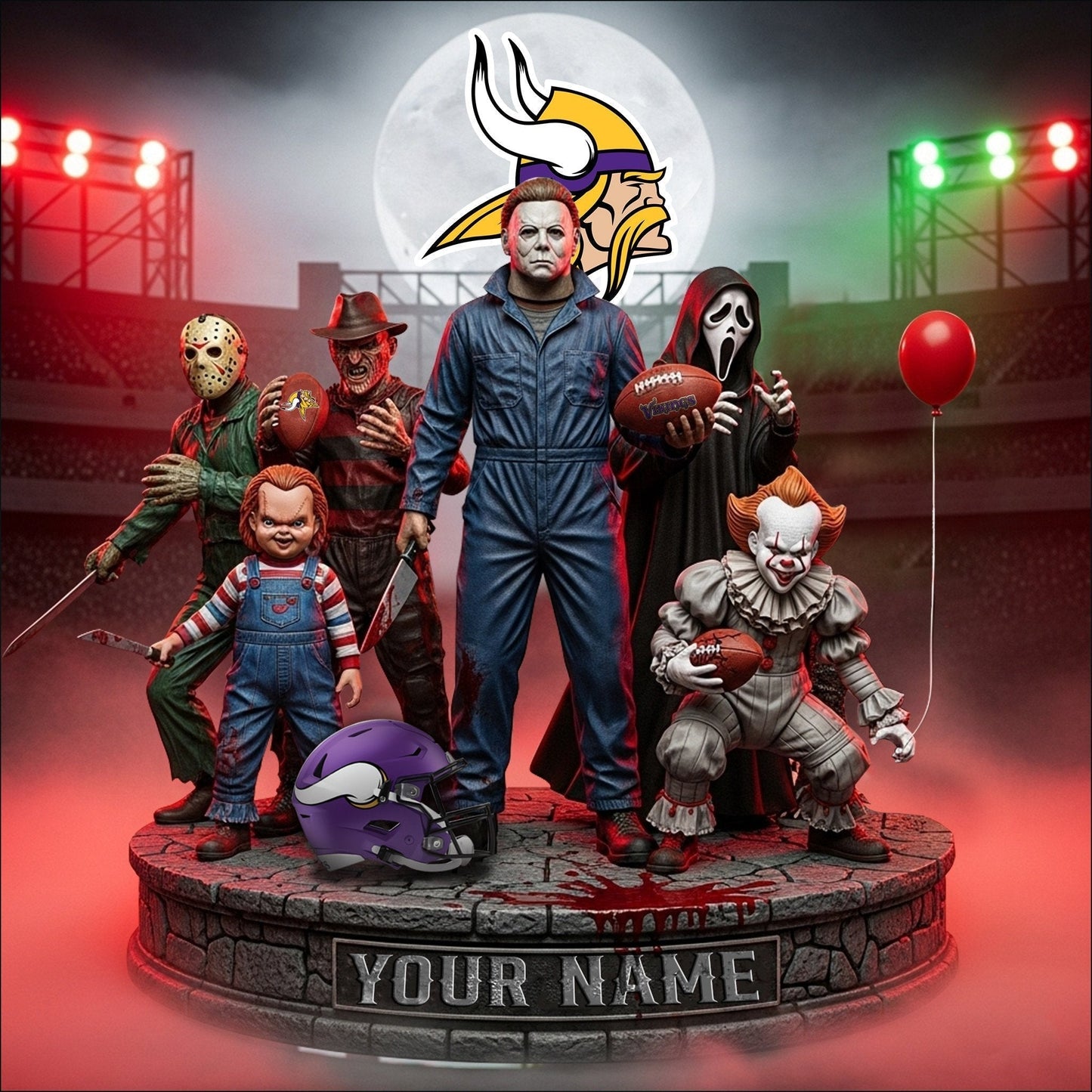 LIMITED EDITION - NEW CUSTOMIZED NFL05 MVK MINNESOTA VIKINGS HORROR MOVIE ACRYLIC PLAQUE