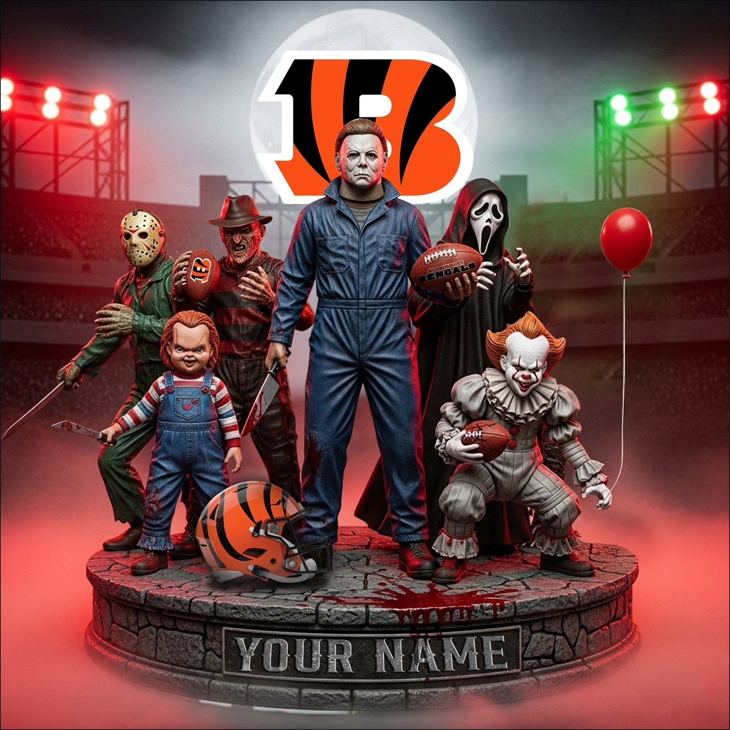LIMITED EDITION - NEW CUSTOMIZED NFL16 CCB CINCINNATI BENGALS HORROR MOVIE ACRYLIC PLAQUE