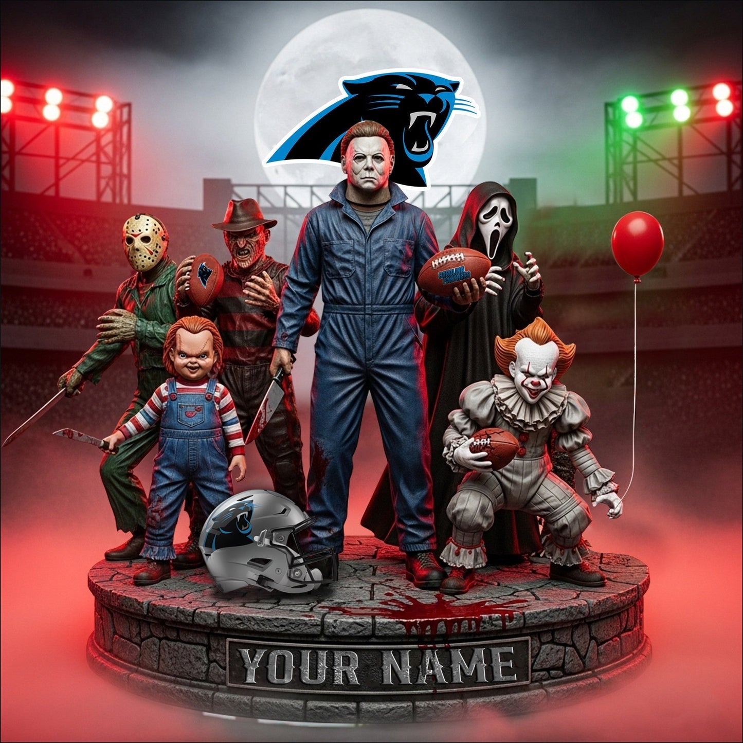 LIMITED EDITION - NEW CUSTOMIZED NFL23 CLP CAROLINA PANTHERS HORROR MOVIE ACRYLIC PLAQUE