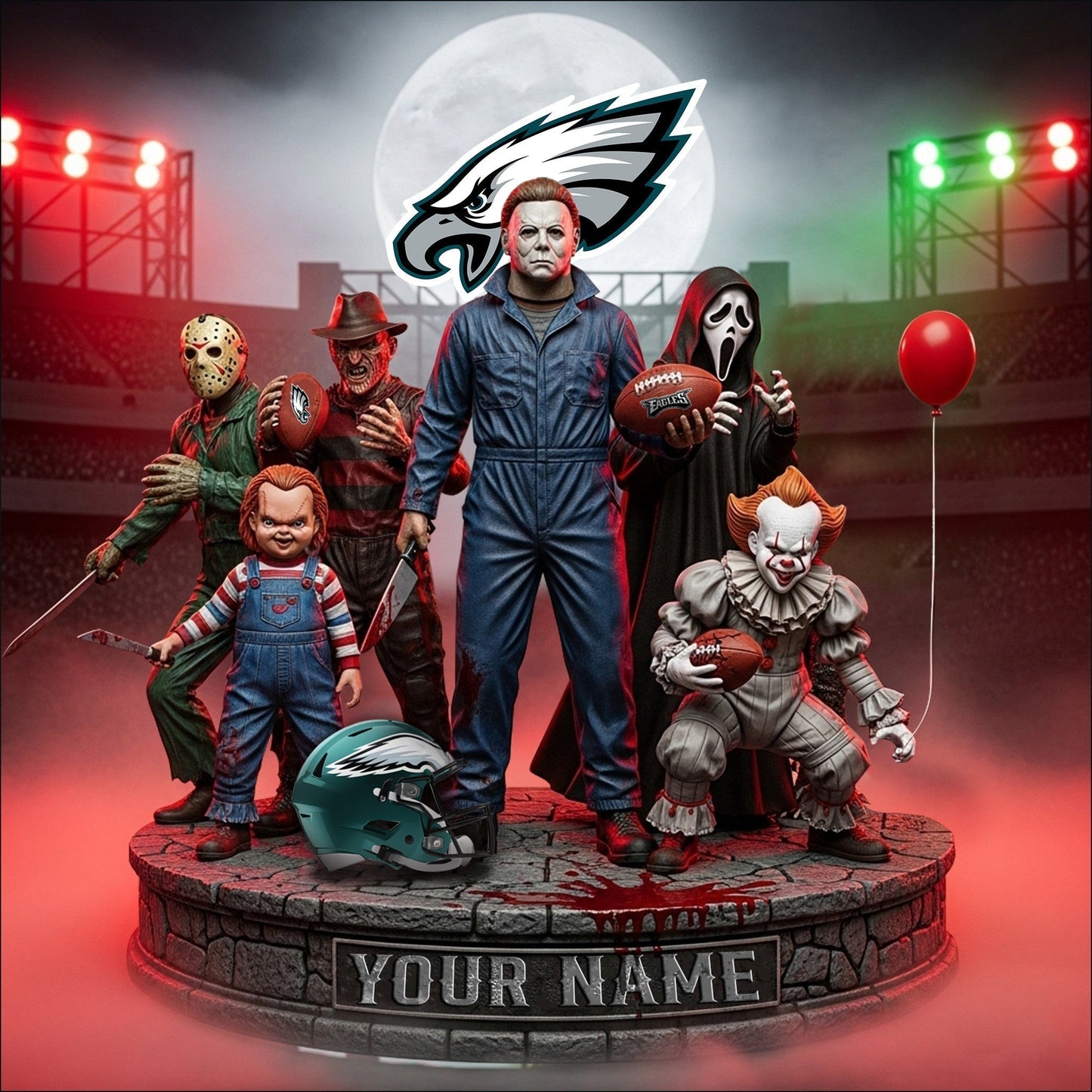 LIMITED EDITION - NEW CUSTOMIZED NFL02 PPE PHILADELPHIA EAGLES HORROR MOVIE ACRYLIC PLAQUE