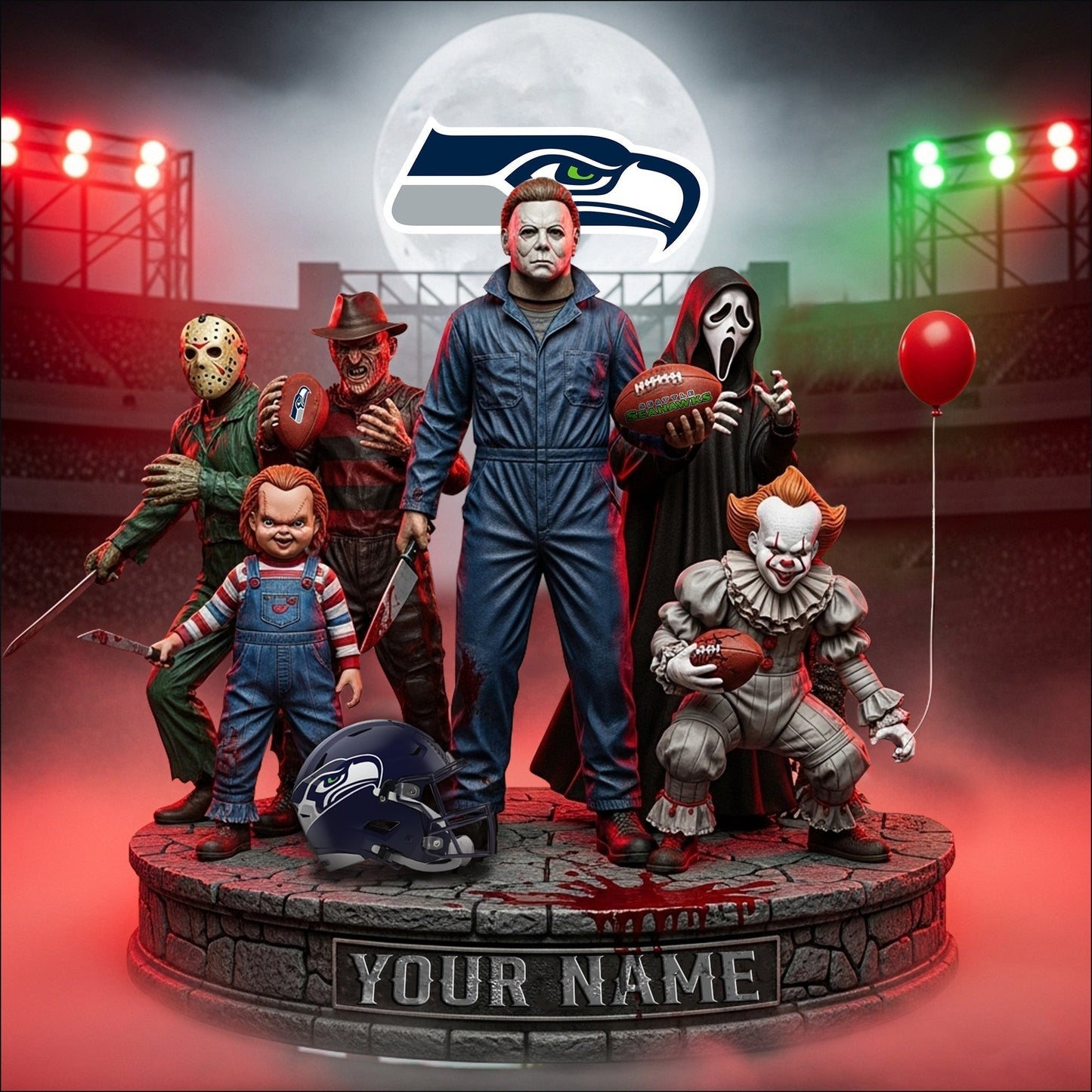 LIMITED EDITION - NEW CUSTOMIZED NFL06 SSH SEATTLE SEAHAWKS HORROR MOVIE ACRYLIC PLAQUE