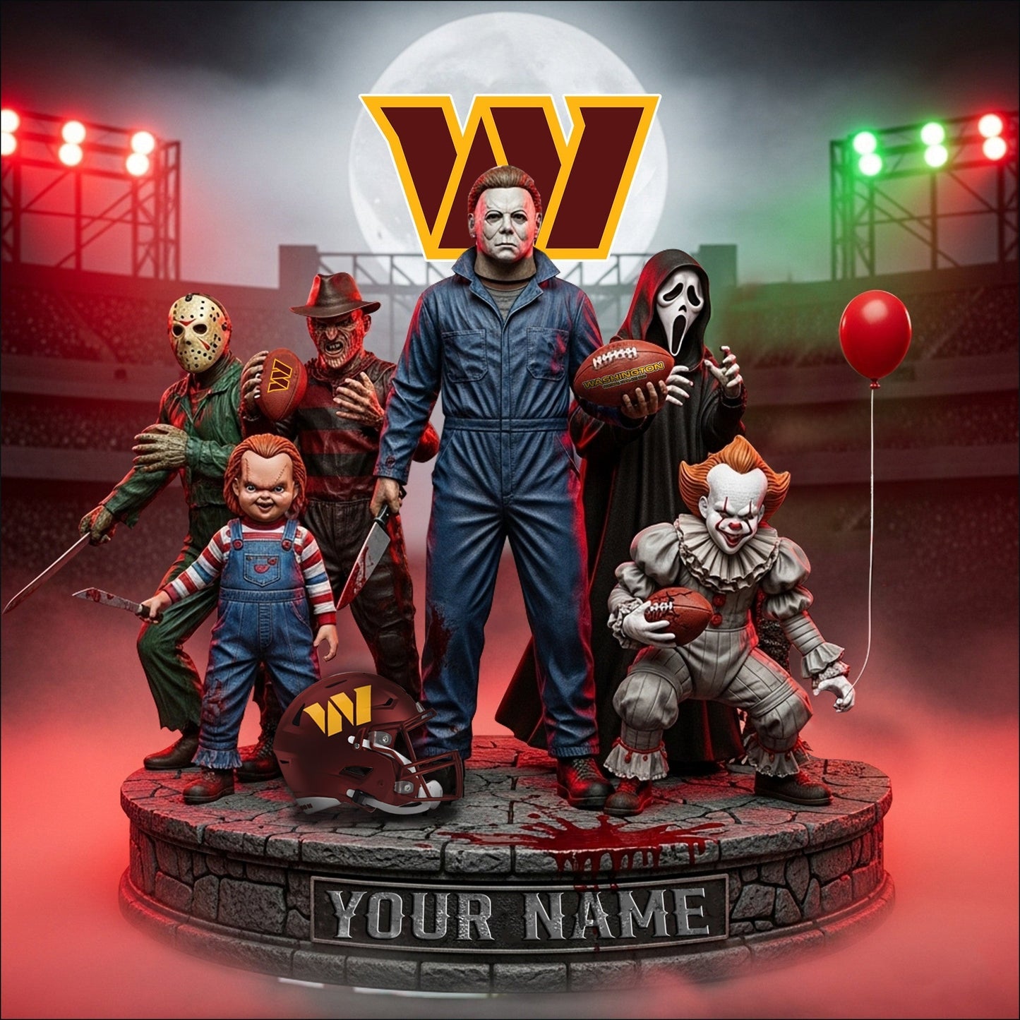 LIMITED EDITION - NEW CUSTOMIZED NFL12 WTC WASHINGTON COMMANDERS HORROR MOVIE ACRYLIC PLAQUE