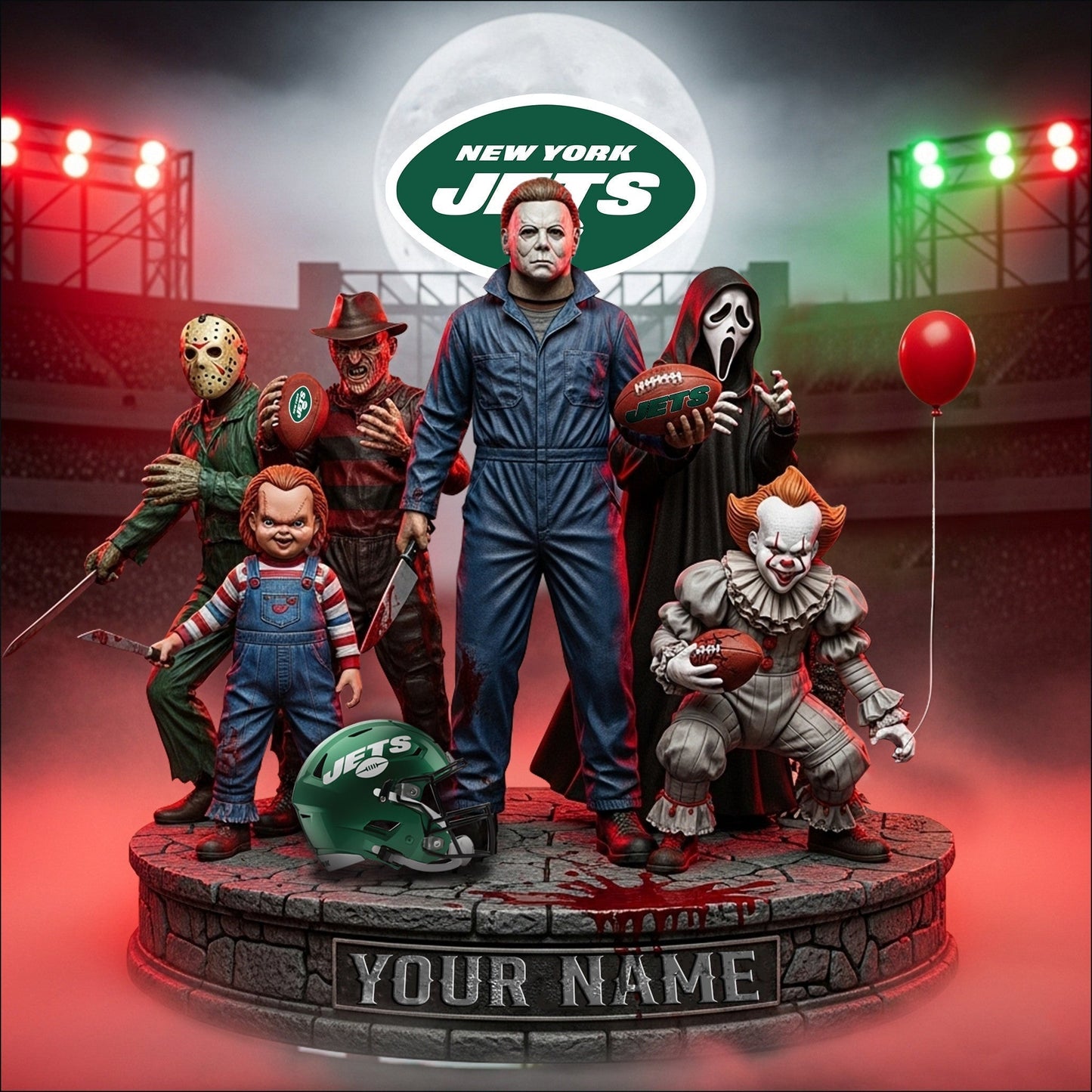 LIMITED EDITION - NEW CUSTOMIZED NFL25 NYJ NEW YORK JETS HORROR MOVIE ACRYLIC PLAQUE