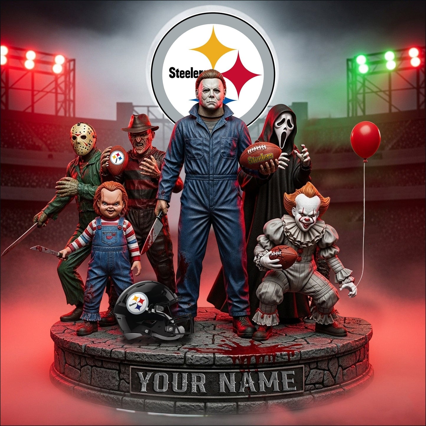 LIMITED EDITION - NEW CUSTOMIZED NFL14 PSB PITTSBURGH STEELERS HORROR MOVIE ACRYLIC PLAQUE