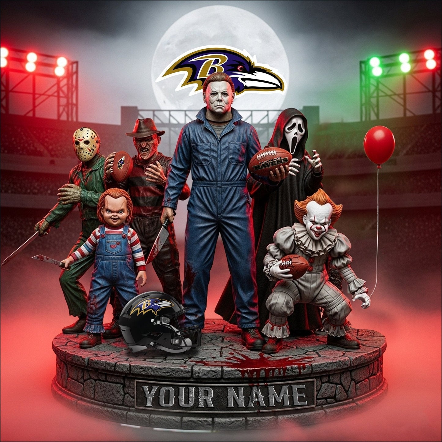 LIMITED EDITION - NEW CUSTOMIZED NFL28 BTR BALTIMORE RAVENS HORROR MOVIE ACRYLIC PLAQUE