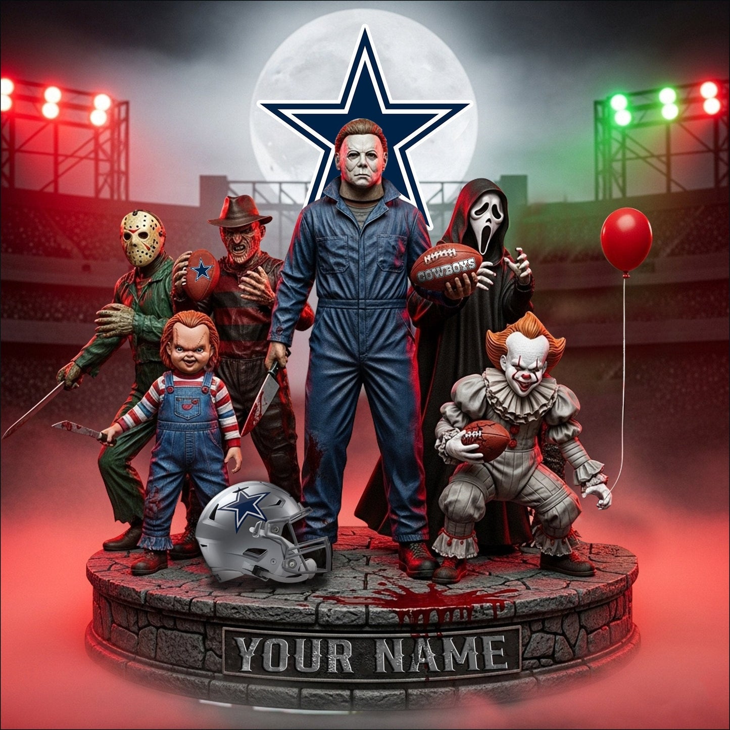LIMITED EDITION - NEW CUSTOMIZED NFL21 DCB DALLAS COWBOYS HORROR MOVIE ACRYLIC PLAQUE