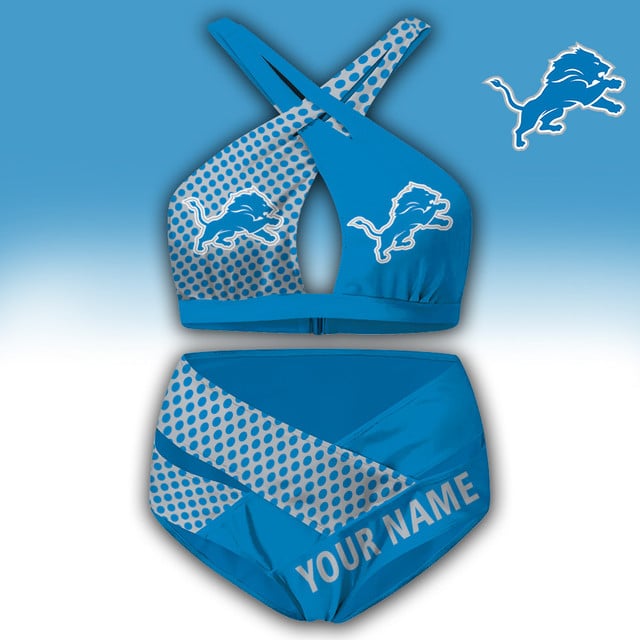 LIMITED EDITION - NEW CUSTOMIZED NFL04 DTL DETROIT LIONS WOMEN'S CROSS SWIMSUIT UNDERWEAR