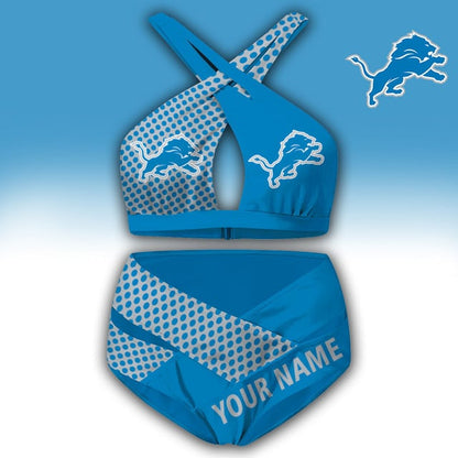 LIMITED EDITION - NEW CUSTOMIZED NFL04 DTL DETROIT LIONS WOMEN'S CROSS SWIMSUIT UNDERWEAR