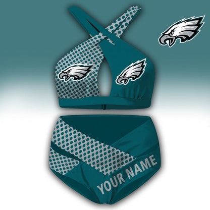 LIMITED EDITION - NEW CUSTOMIZED NFL02 PPE PHILADELPHIA EAGLES WOMEN'S CROSS SWIMSUIT UNDERWEAR