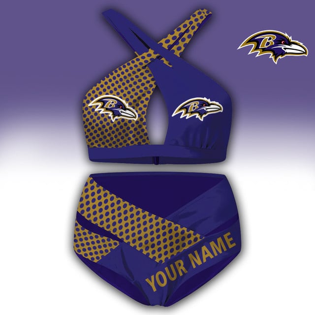 LIMITED EDITION - NEW CUSTOMIZED NFL28 BTR BALTIMORE RAVENS WOMEN'S CROSS SWIMSUIT UNDERWEAR