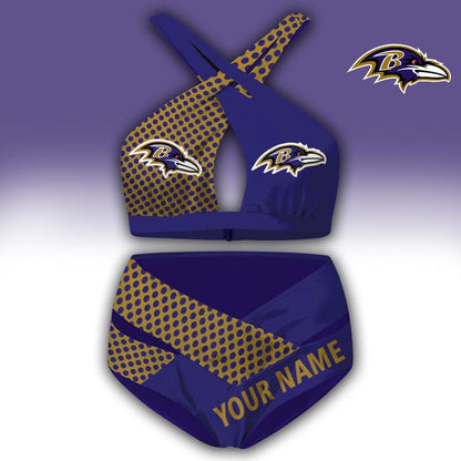 LIMITED EDITION - NEW CUSTOMIZED NFL28 BTR BALTIMORE RAVENS WOMEN'S CROSS SWIMSUIT UNDERWEAR