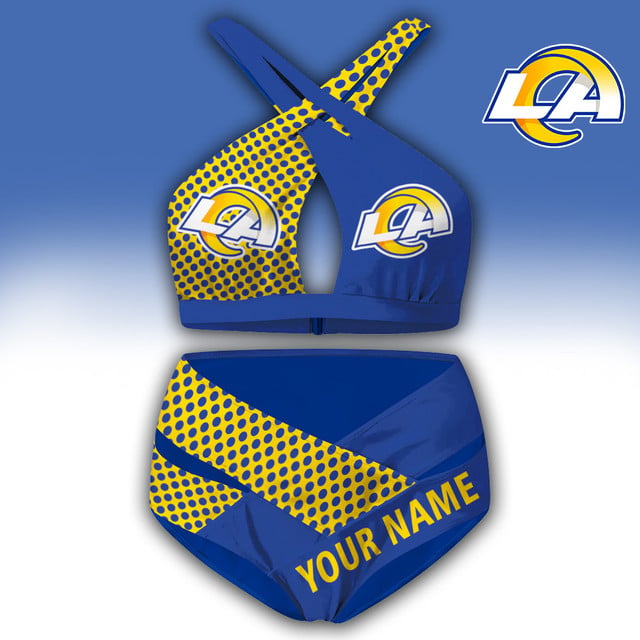 LIMITED EDITION - NEW CUSTOMIZED NFL22 LAR LOS ANGELES RAMS WOMEN'S CROSS SWIMSUIT UNDERWEAR