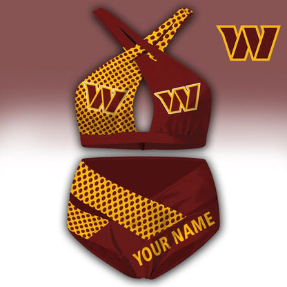 LIMITED EDITION - NEW CUSTOMIZED NFL12 WTC WASHINGTON COMMANDERS WOMEN'S CROSS SWIMSUIT UNDERWEAR