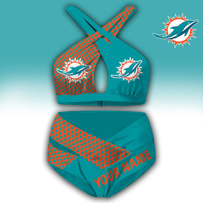 LIMITED EDITION - NEW CUSTOMIZED NFL19 MDP MIAMI DOLPHINS WOMEN'S CROSS SWIMSUIT UNDERWEAR