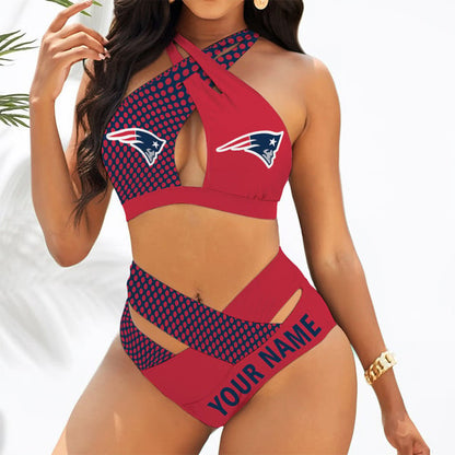 LIMITED EDITION - NEW CUSTOMIZED NFL27 NEP NEW ENGLAND PATRIOTS WOMEN'S CROSS SWIMSUIT UNDERWEAR