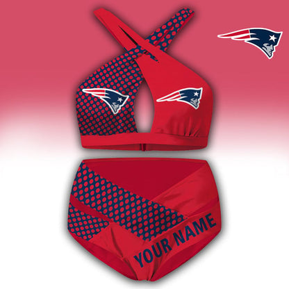 LIMITED EDITION - NEW CUSTOMIZED NFL27 NEP NEW ENGLAND PATRIOTS WOMEN'S CROSS SWIMSUIT UNDERWEAR