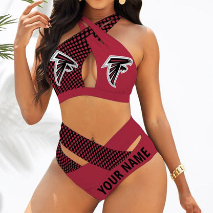 LIMITED EDITION - NEW CUSTOMIZED NFL18 ATF ATLANTA FALCONS WOMEN'S CROSS SWIMSUIT UNDERWEAR