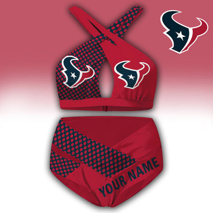 LIMITED EDITION - NEW CUSTOMIZED NFL15 HTT HOUSTON TEXANS WOMEN'S CROSS SWIMSUIT UNDERWEAR