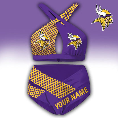 LIMITED EDITION - NEW CUSTOMIZED NFL05 MVK MINNESOTA VIKINGS WOMEN'S CROSS SWIMSUIT UNDERWEAR
