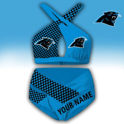 LIMITED EDITION - NEW CUSTOMIZED NFL23 CLP CAROLINA PANTHERS WOMEN'S CROSS SWIMSUIT UNDERWEAR