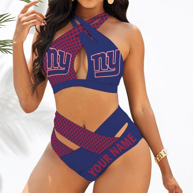 LIMITED EDITION - NEW CUSTOMIZED NFL32 NYG NEW YORK GIANTS WOMEN'S CROSS SWIMSUIT UNDERWEAR