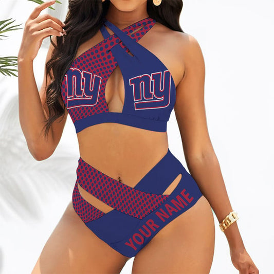 LIMITED EDITION - NEW CUSTOMIZED NFL32 NYG NEW YORK GIANTS WOMEN'S CROSS SWIMSUIT UNDERWEAR