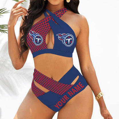 LIMITED EDITION - NEW CUSTOMIZED NFL31 TST TENNESSEE TITANS WOMEN'S CROSS SWIMSUIT UNDERWEAR