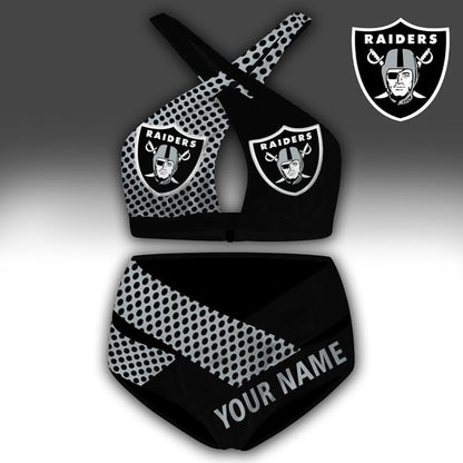 LIMITED EDITION - NEW CUSTOMIZED NFL07 LVR LAS VEGAS RAIDERS WOMEN'S CROSS SWIMSUIT UNDERWEAR
