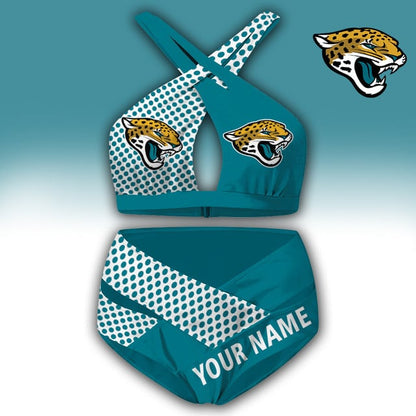LIMITED EDITION - NEW CUSTOMIZED NFL30 JSJ JACKSONVILLE JAGUARS WOMEN'S CROSS SWIMSUIT UNDERWEAR