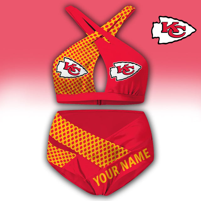LIMITED EDITION - NEW CUSTOMIZED NFL01 KCC KANSAS CITY CHIEFS WOMEN'S CROSS SWIMSUIT UNDERWEAR